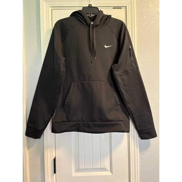 Nike Sweatshirt Mens Medium Black Therma Fit Pullover Hoodie Zipper Pocket EUC - Picture 1 of 6